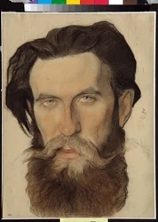 Portræt af Otto Yulievitch Schmidt (1891-1956), sovjetisk videnskabsmand (Otto Y.Schmidt) - Tegning af Nikolai Andreevich Andreev (1873-1932) Sanguine og kridt på papir (32,4x24,1)