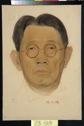 Portræt af Sen Katayama (1859-1933) - Værk af Nikolai Andreevich Andreev (1873-1932), blod og kridt på papir (32,5x22,4 cm)