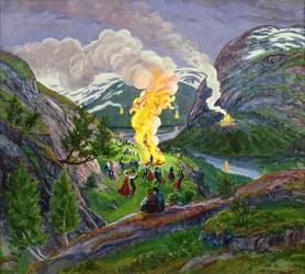Midsommerild (olie på lærred)