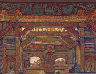 Tsar Berendeys Palads. Scenedesign til teaterstykket Snow Maiden af A. Ostrovsky, 1912