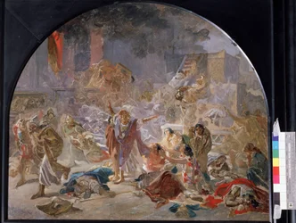 Ødelæggelsen af ​​Jerusalems tempel. Maleri af Nikolai Nikolayevich Ge (Gay) (1831-1894), olie på lærred