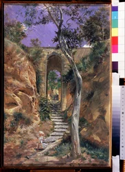 "" Le pont de Vico (Corse?) "" Peinture de Nikolai Ge (Gay) (1831-1894) 1858 Dim. 45,5x30 cm Statens Tretyakov-galleri, Moskva