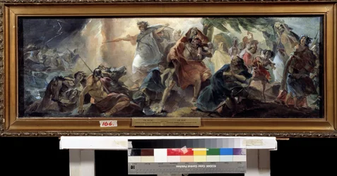 Jøderne krydser Det Røde Hav (Israelitterne krydser Det Røde Hav). Maleri af Nikolai Nikolayevich Ge (Gay) (1831-1894), olie på lærred, russisk kunst. Statens kunstmuseum, Kharkiv (Ukraine).