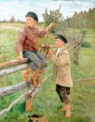 Drenge i et landskab