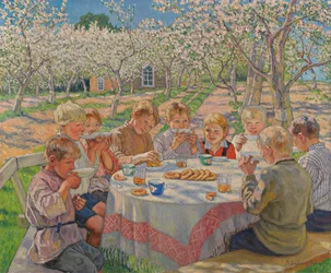 Te i æblehaven.