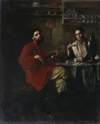 Hjemlig scene af bondelivet, 1855