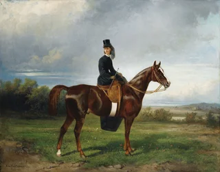 Ridesportræt af Seymourina Poirson, født Cuthbertson, 1863