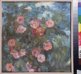 Buket blomster. Værk af Nikolai Nikolayevich Sapunov (Sapounov) (1880-1912), tempera på pap, ca. 1910. Russisk kunst, 20. århundrede, art nouveau. Statens Friluftsmuseum Rostov, Moskva.