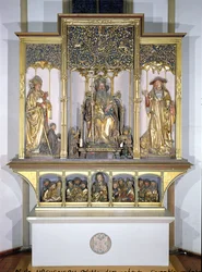 Gruppe af træskulpturer fra Isenheim-altertavlen, ca. 1490