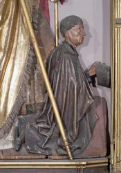 Isenheim-altertavlen, Saint Augustine-detalje af Jean dOrlier, donor, ca. 1490 guldmaling på træ
