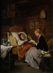 Besøg hos en patient (olie på lærred)