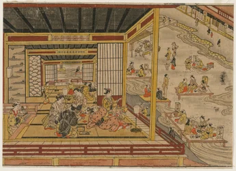 Tehus ved siden af Kamo-floden i Kyoto, 1740