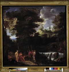 Marsyas spiller fløjte før Apollo og Midas Satyren trodser guden Apollo, kongen af lyra før kong Midas og muserne