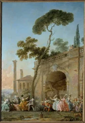 Colin-aillard (Spil af Colin Maillard). Maleri af Christmas Halle (1711-1781), ca. 1770-1780. Olie på lærred. Amiens, Musee De Picardie