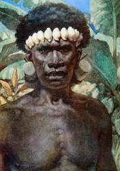 Portræt af en Salomon Island kannibal. 1908