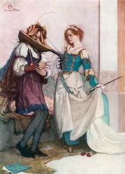 Den blide Katherine. The Taming of the Shrew - Act II, Scene 1 (farvelitografi)