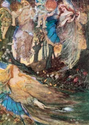 Titania sover. En skærsommernatsdrøm - 2. akt, 2. scene (farvelitografi)