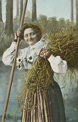 Norsk pige under høst (farvefoto)