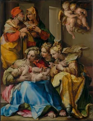 Den hellige familie med de hellige Anne, Katarina af Alexandria og Maria Magdalene