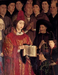 Polyptykon med Sankt Vincent (Painéis de São Vicente de Fora). Portræt af Sankt Vincent og Henrik Søfareren (1394-1460), prins af Portugal. Portugisisk maler fra det 15. århundrede. Museu Nacional de Arte Antiga, Lissabon.