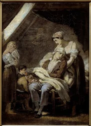 Den ulykkelige familie. Maleri af Octave Tassaert (1800-1874)