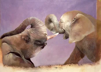 Elephants at Play, 2001 (akryl på lærred)