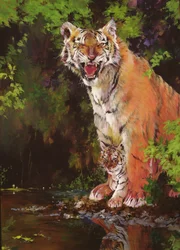 Mother and Baby II (Tigers) 1997 (akryl og blyantskridt på papir)