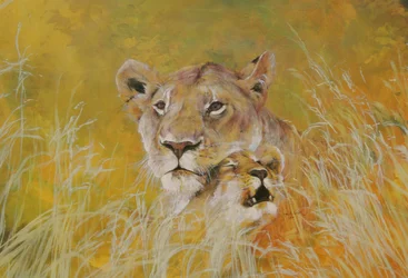 Mother and Baby I (Lions) 1995 (blæk, akryl og blyant på papir)