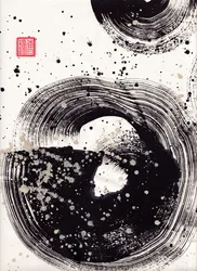 Circle Ink Abstraction 1, 2015 (blæk og farve på Xuan-papir)