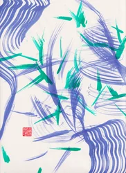 Zen Green Bamboo Abstraction 2, 2020 (akryl på Xuan-papir)