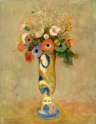 Blomster i malet vase