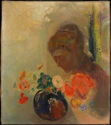 Kvinde med en vase blomster