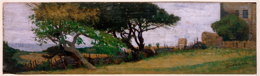 Landskab nær Castiglioncello, Italien (olie på lærred