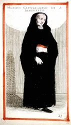 Religiøs orden: munk fra Cluny Abbey (Cluniian). 1500-tals stik. Ifølge O. Fialetti.
