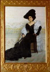 Portræt af Madame Agliano. Maleri af Edoardo Gelli (1852-1933), It.