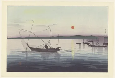 Både og solnedgang.