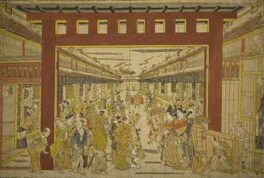Nakanocho i Yoshiwara (håndkoloreret træsnit)