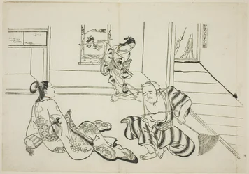 Børnepasser og skaldet Tengu fra Kurama-bjerget (Kaburo Kurama Tengu), nr. 7 fra en serie på 12 tryk, der skildrer parodier på skuespil