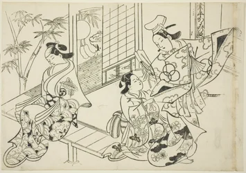 Narihira: The Mirror Scene (Narihira kagami no dan), fra serien "Famous Scenes from Japanese Puppet Plays (Yamato irotake)"