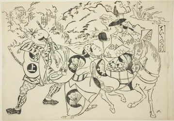 Teikas rejse (Taika no michiyuki), fra serien "Berømte scener fra japanske dukketeaterstykker (Yamato irotake)"
