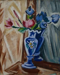 Blå vase med blomster, 1913