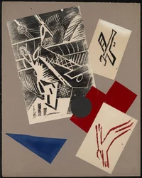 Illustration til bogen The War af Aleksey Kruchenykh, 1916