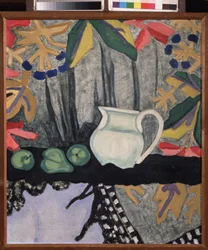 Stilleben. Maleri af Olga Vladimirovna Rozanova (1886-1918), olie på lærred, ca. 1910. Russisk kunst, 20. århundrede, avantgarde; Statens A. Radischev Kunstmuseum, Saratov (Rusland).