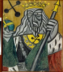 King of clubs - Maleri af Olga Vladimirovna Rozanova (1886-1918), olie på lærred (80,5x68 cm)