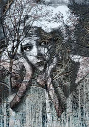 Vinterportræt i negativ, 2021 (digital mixed media)