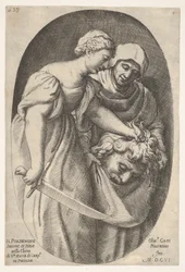 Judith med hovedet af Holofernes i venstre hånd og et sværd i højre hånd, akkompagnement..., 1606.