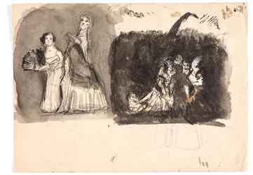 Karnevalsscene og studie for "Diogenes" (?)