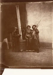 [Kunstneren, hans mor og venner i fiskedragt], ca. 1860.