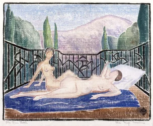 The Sun Bath (farvet træbloktryk)