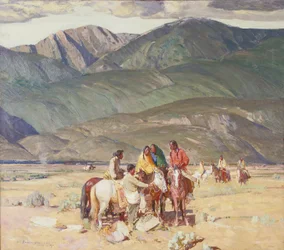 Taos-indianere på Mesa (olie på lærred)